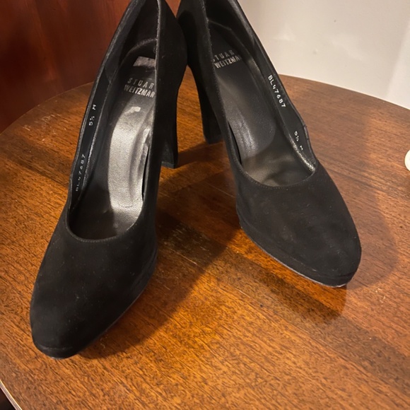 NWB STUART WEITZMAN BLACK SUEDE PLATFORM HEEL - Picture 2 of 3